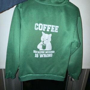 Green Cat Graphic women’s men unisex hoodie  Sweater small coffee small funny
